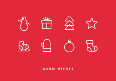 Satır simgeleri ile kış tatil tebrik kartı