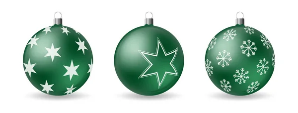 Ensemble de boules de Noël 3d avec ornement décoratif — Image vectorielle
