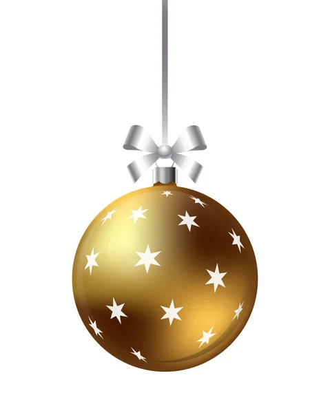 Palla di Natale decorativa con nastro e fiocco — Vettoriale Stock