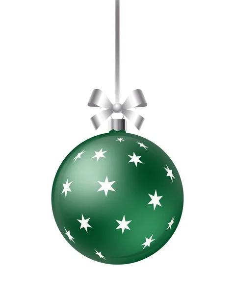 Decoratieve kerst bal met lint en boog — Stockvector