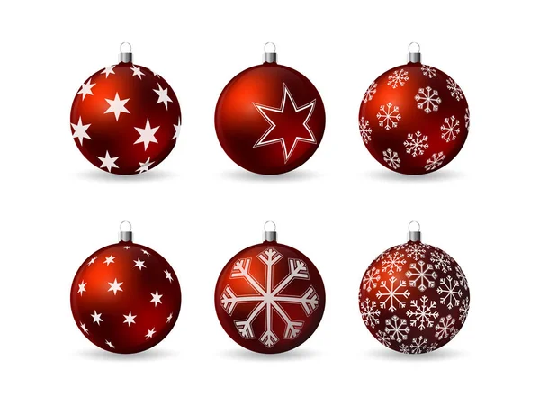 Набор 3d рождественские шары с зимним орнаментом — стоковый вектор