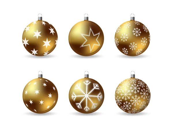 Set of 3d Christmas balls with winter ornament — Stock Vector