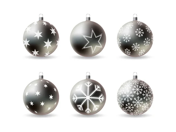 Set of 3d Christmas balls with winter ornament — Stock Vector