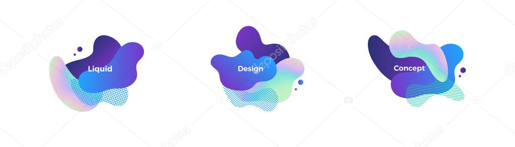 Fluid and liquid shapes. Trendy design templates.