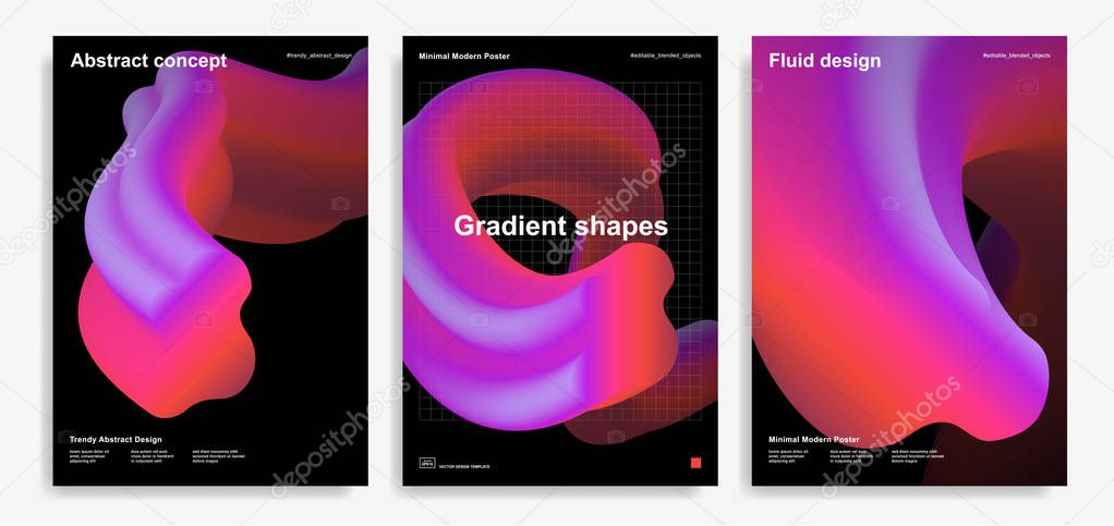 Abstract design templates with 3d flow shapes