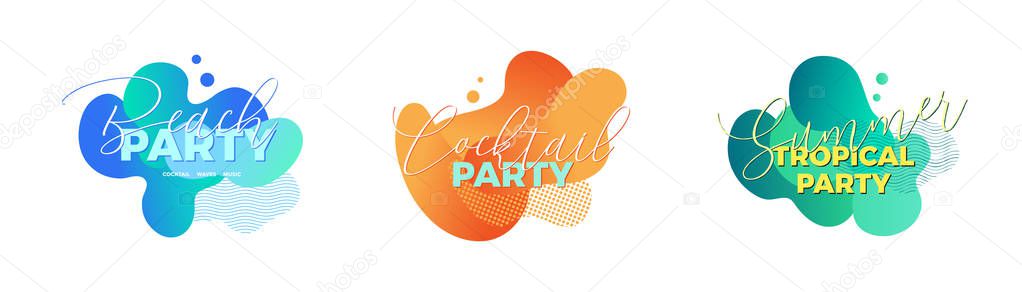 Summer party. Design templates with fluid shapes