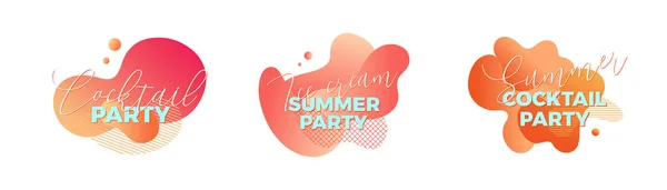 Summer party. Design templates with fluid shapes — Stock Vector