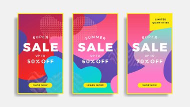 Sıvı degrade şekilleri ile satış afiş seti