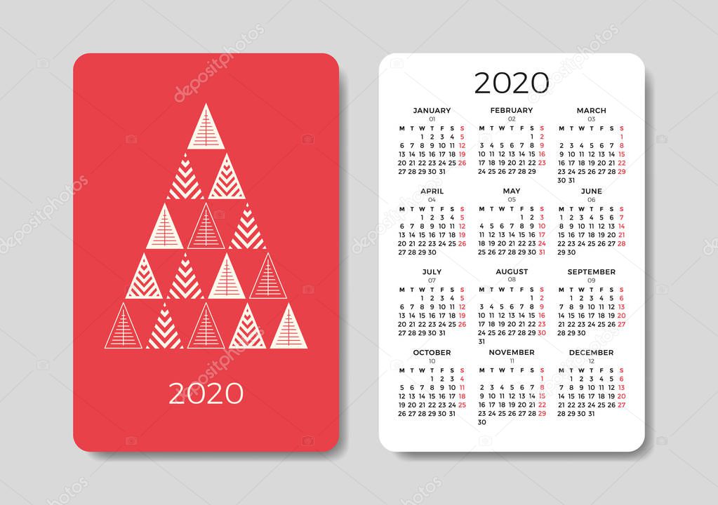 Pocket Calendar 2020 design template