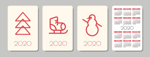 Cep Takvimi 2020 tasarım şablonu — Stok Vektör