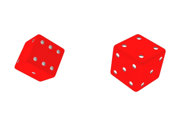 Два Красных Кубика Белом Фоне — стоковое фото