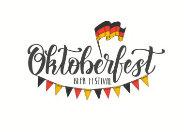 Oktoberfest kutlama posterinde el yapımı harfler var. Bira festivali 2019. Robot resim. Menü, poster, afiş, broşür için Ekim Festivali tasarımı,
