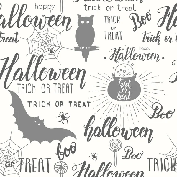 Modèle Sans Couture Halloween Avec Chaudron Toile Araignée Chauve Souris — Image vectorielle