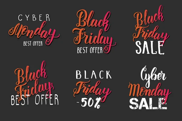 Black Friday Sale Set Handwritten Modern Brush Lettering Black Friday — Stock Vector