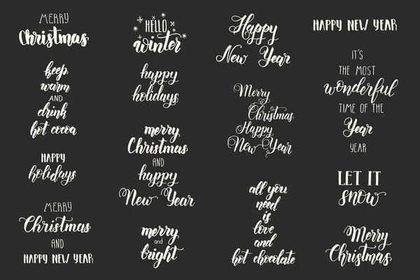 Рука Зробив Набір Написання Фрази Xmas Різдвом Новим Роком Фестивальний — стоковий вектор