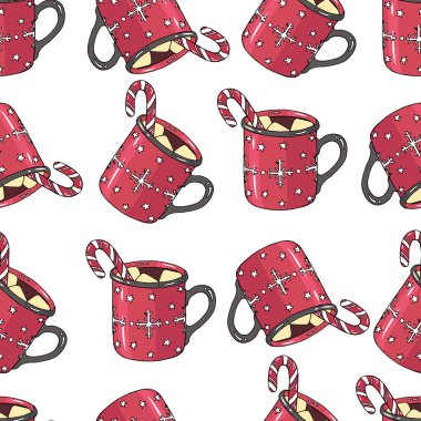 Kusursuz Noel desenli, el çizimi sıcak çikolatalı, lokum ve şekerli. 