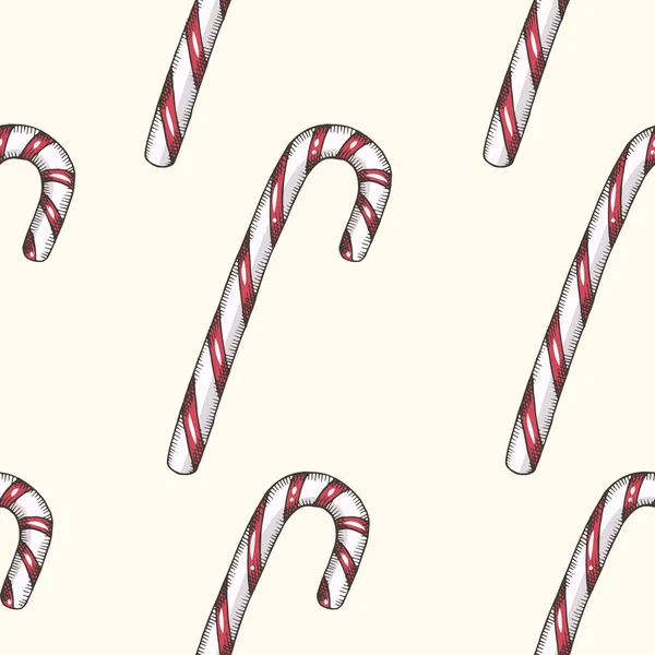 Nahtloses Muster Mit Handgezeichneten Lutschern Süße Weihnachten Hintergrund Food Design — Stockvektor