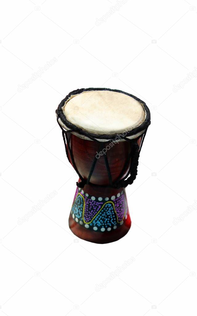 African traditional wooden drums on white backgruond