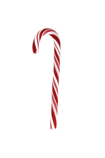 Cane de caramelo de Navidad con arco rojo aislado sobre fondo blanco . —  Fotos de Stock