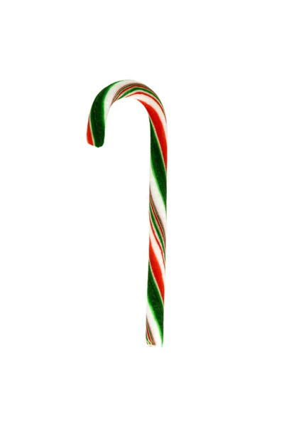 Різдвяна цукеркова тростина з червоним луком ізольовані на білому тлі . — стокове фото