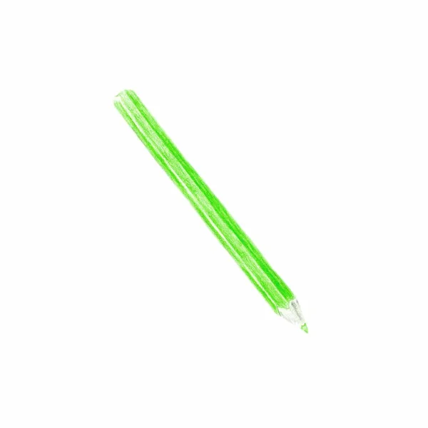 Green color pencil on white background — Stock Photo, Image