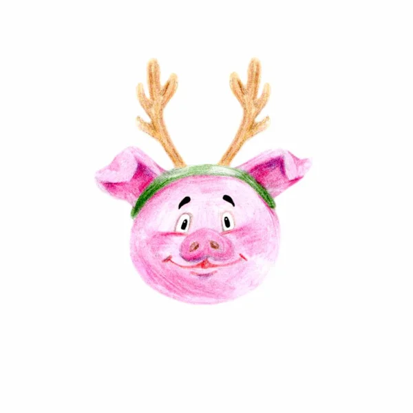 Piggy aquarelle. Symbole de l'année 2019. il peut être utilisé comme affiche, carte de Noël, invitation et impression de t-shirt . — Photo