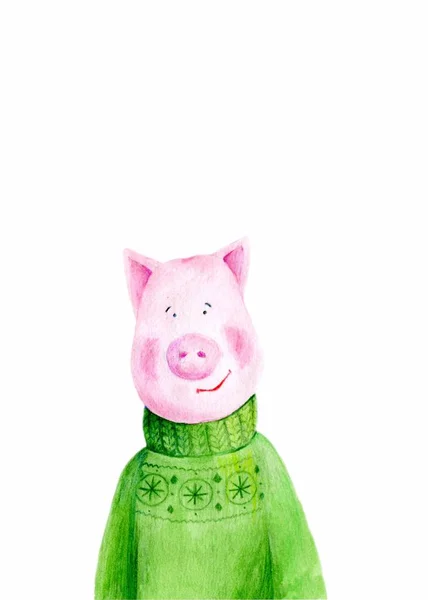 Illustration aquarelle d'un Cochon . — Photo