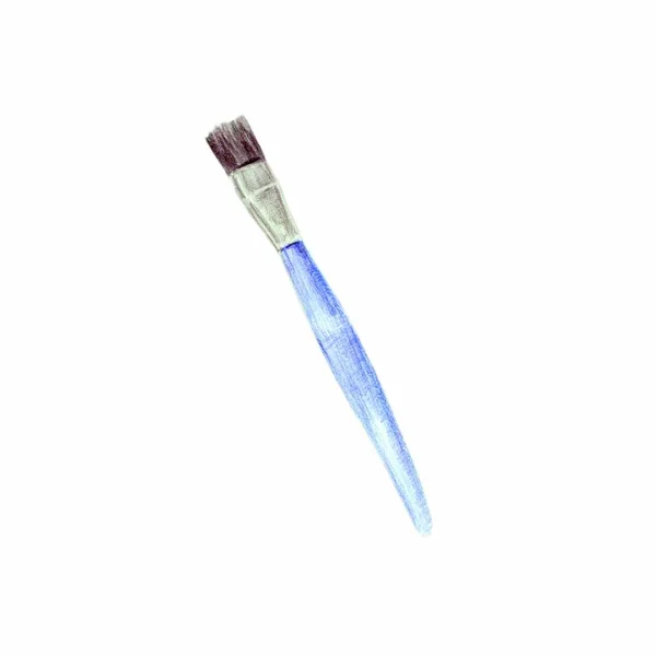 Çizim için mavi fırça Illustration. Okul malzemeleri