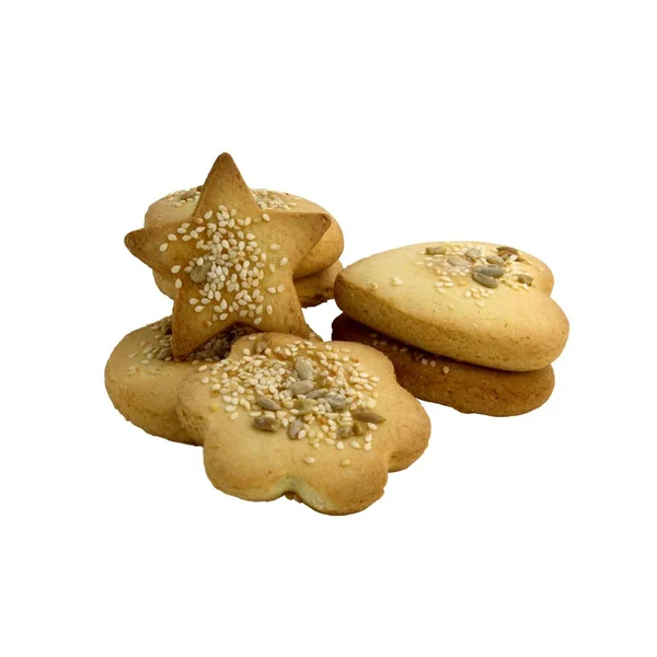 Печиво з маслом ізольоване на білому тлі. Домашнє пісочне печиво — стокове фото