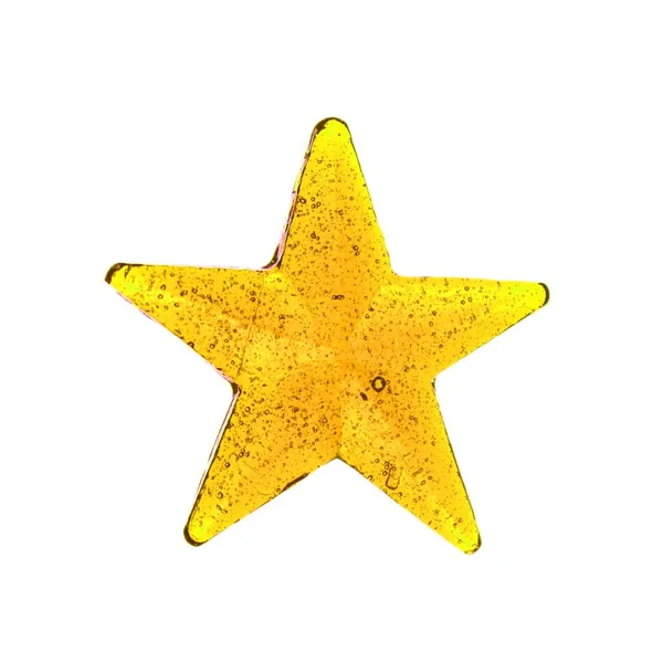 Hausgemachter Lutscher Gelber Sternförmiger Lutscher Isoliert — Stockfoto