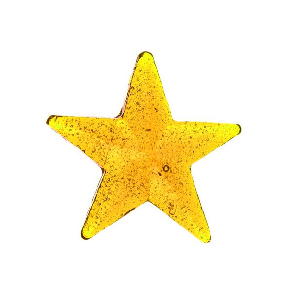 Homemade lollipop. Yellow star shaped lollipop isolated.