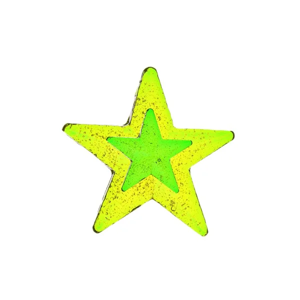Domácí Lízátko Žlutá Zelená Hvězda Tvaru Lízátko Samostatný — Stock fotografie