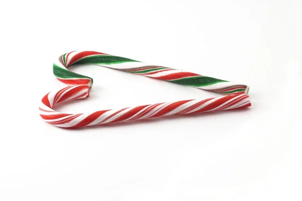 Christmas Candy Cane Red Green Bow Isolated — Stock Photo, Image