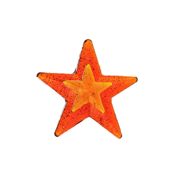 Piruleta casera. Piruleta naranja en forma de estrella aislada . — Foto de Stock