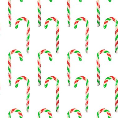 suluboya boyalı seamless modeli Noel ve yeni yıl baston şekerler,