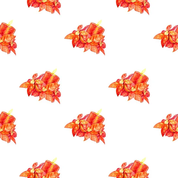 Sulu boya Noel seamless modeli mum ile .