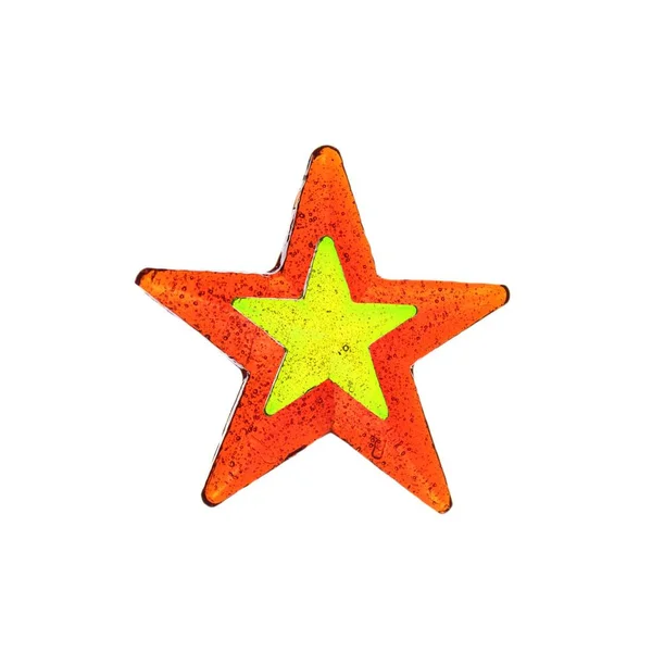 Piruleta amarilla y naranja en forma de estrella aislada. Piruleta casera . — Foto de Stock