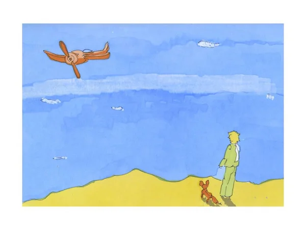 Çölde bir fox ile küçük prens