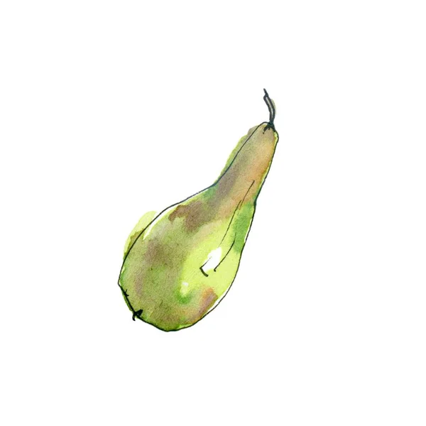 Aquarel geschilderd voor pear. Hand getrokken voedsel ontwerpelementen geïsoleerd op witte achtergrond — Stockfoto