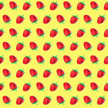 Kesintisiz arka plan. Sarı üzerinde çilek suluboya kroki.