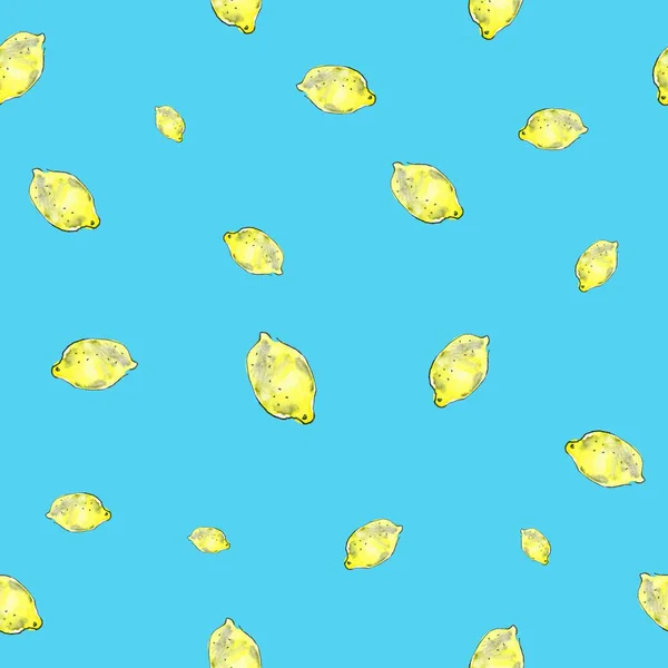 Sömlösa mönster av akvarell citron. — Stockfoto