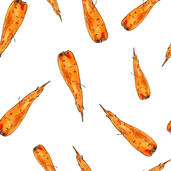 Бесшовный фон с wtercolor эскизом моркови . — стоковое фото
