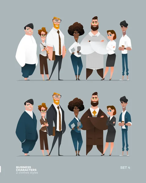 Collection Personnages Affaires Dans Deux Styles Vêtements Modernes Différents — Image vectorielle