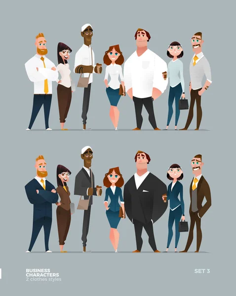 Collection Personnages Affaires Dans Deux Styles Vêtements Modernes Différents — Image vectorielle