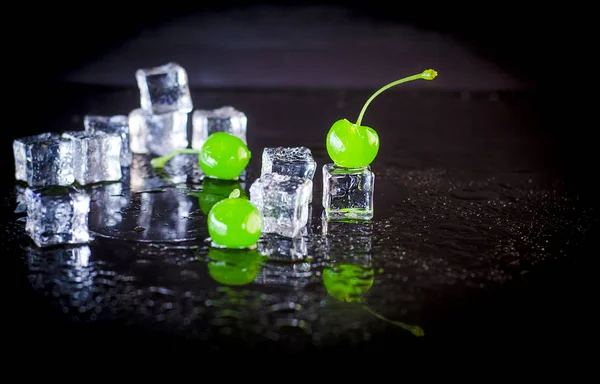 abstraction of ice and cherry for cocktail