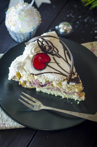 Piece Cake New Year Christmas Holidays — Stock Photo, Image
