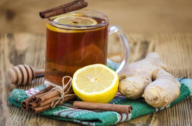 limon ve zencefil, tarçın ve bal çay