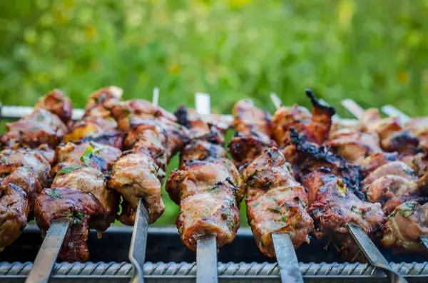 Barbecue varkensvlees op de grill — Stockfoto
