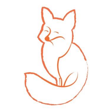 Beyaz zemin üzerinde bir tilki tasarımının vektör doğrusal görüntüsü, Vahşi Hayvanlar