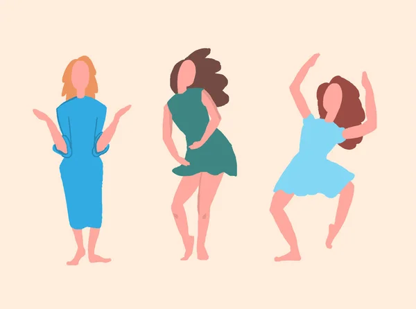 Illustrant Les Femmes Danseuses Style Rétro Tendance — Photo